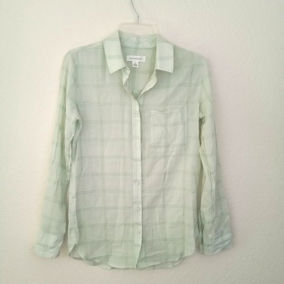 Treasure & Bond Green Plaid Button Down Shirt XS - Picture 1 of 12